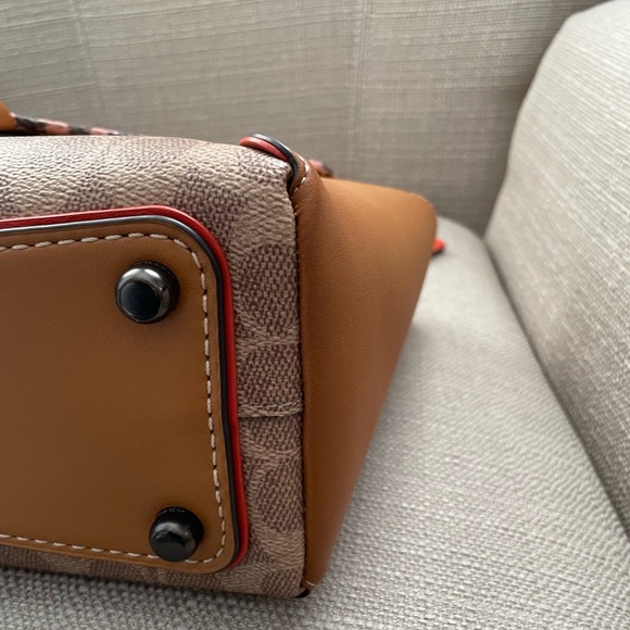 COACH COURIER CARRYALL IN COLORBLOCK LEATHER WITH SNAKESKIN DETAIL - Picture 11 of 16